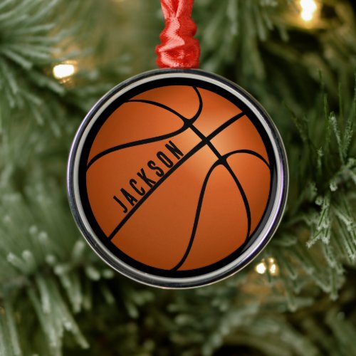 Basketball Christmas Metal Ornament