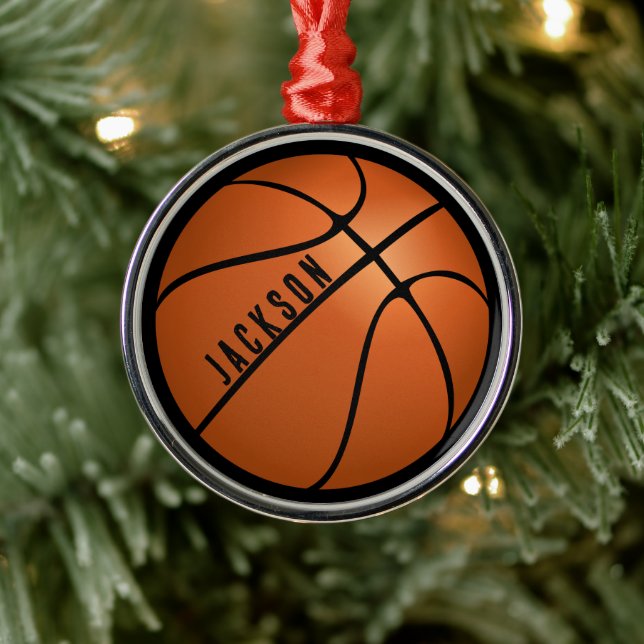 Basketball Christmas Metal Ornament (Tree)