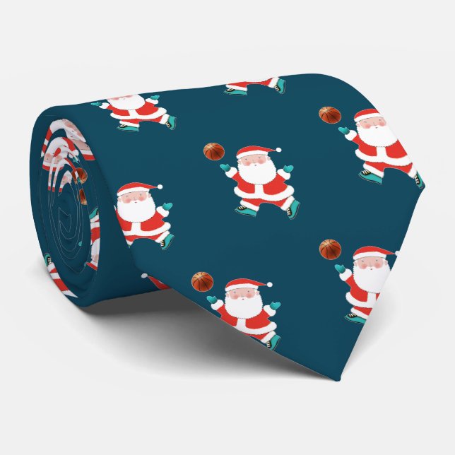 Basketball Christmas Novelty Neck Tie (Rolled)