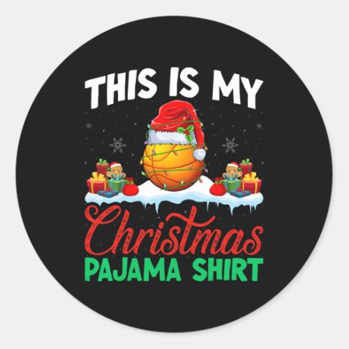 Basketball Christmas Pajama Shirt _ Basketball Wea Classic Round Sticker