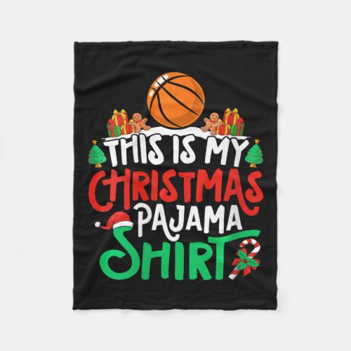 Basketball Christmas Pajama Shirt Basketball Xmas  Fleece Blanket