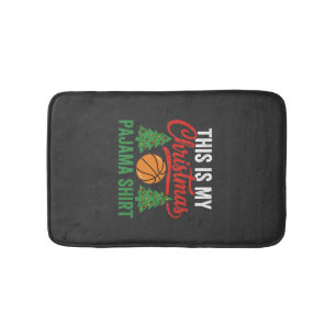 Basketball Christmas Pajama Shirt Bath Mat