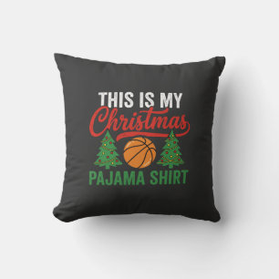 Basketball Christmas Pajama Shirt Throw Pillow