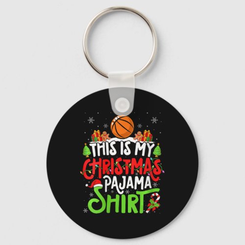 Basketball Christmas Pajama Shirt Xmas Party Baske Keychain