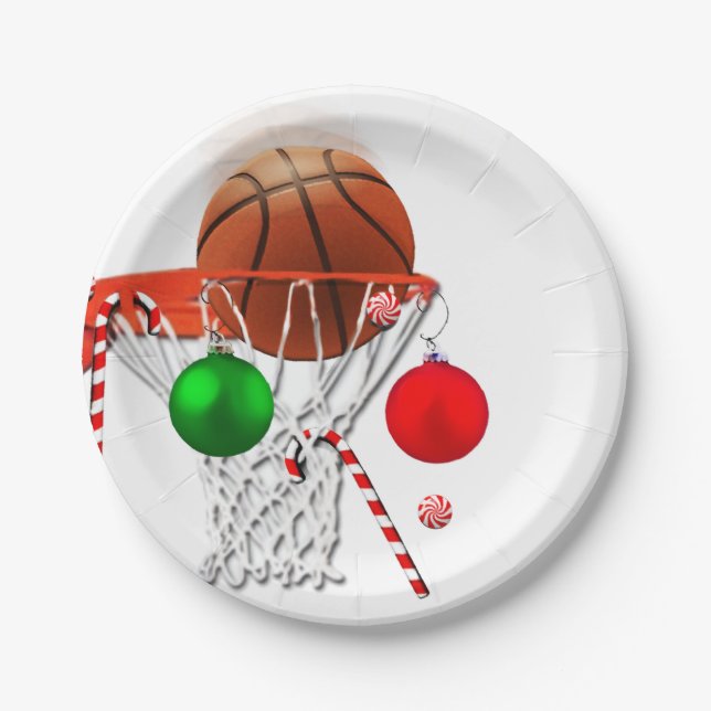 Basketball Christmas Paper Plates (Front)