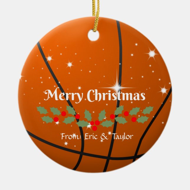 Basketball Christmas, ready to customize Ceramic Ornament (Front)