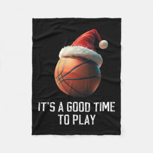 Basketball Christmas Santa Claus Hat  Fleece Blanket