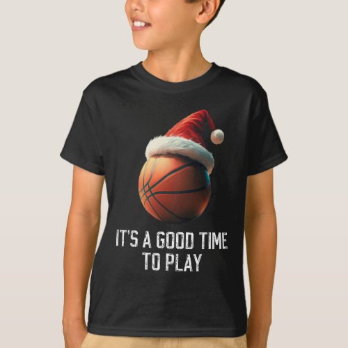 Basketball Christmas Santa Claus Hat  T_Shirt