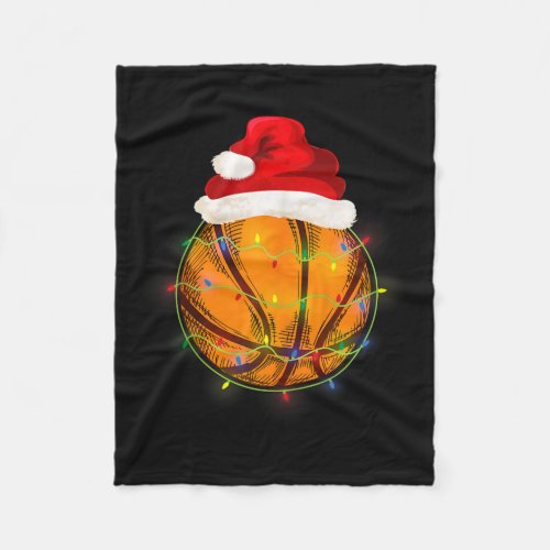 Basketball Christmas Santa Hat _ Funny Basketball  Fleece Blanket