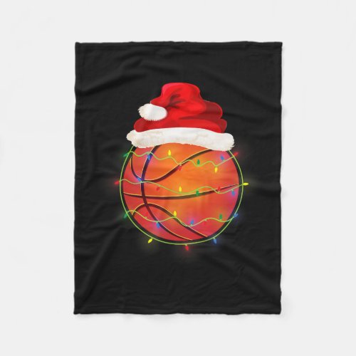 Basketball Christmas Santa Hat _ Funny Basketball  Fleece Blanket