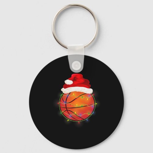 Basketball Christmas Santa Hat _ Funny Basketball  Keychain