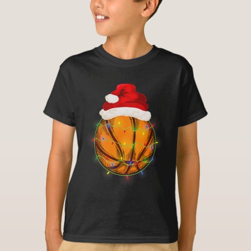 Basketball Christmas Santa Hat _ Funny Basketball  T_Shirt