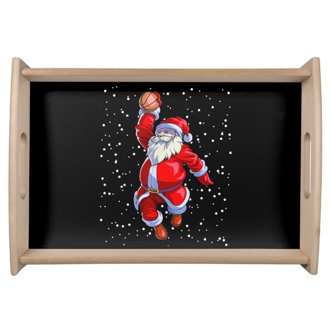 Basketball Christmas Shirt Men Boys Basketball San Serving Tray (Front)