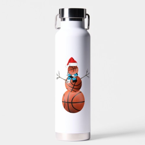 Basketball Christmas Snowman Water Bottle
