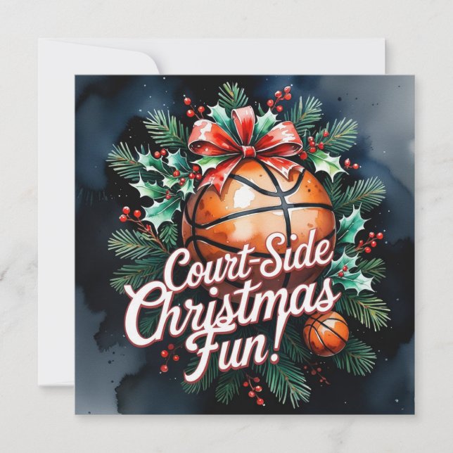 Basketball Christmas Themed  Holiday Card (Front)