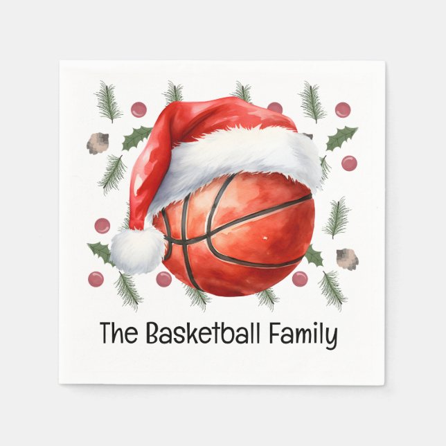 Basketball Christmas Themed  Napkins (Front)