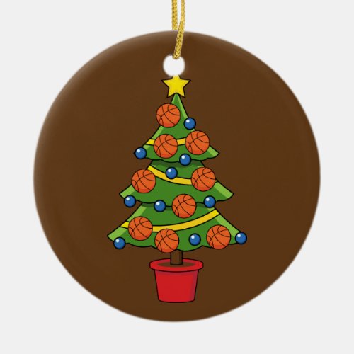 Basketball Christmas Tree Ceramic Ornament