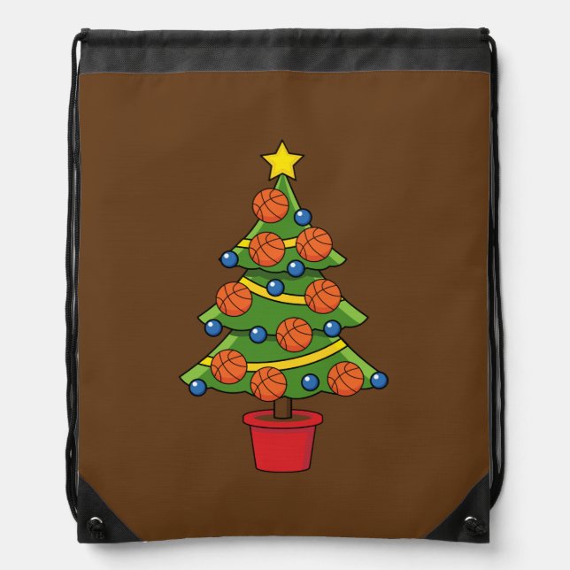 Basketball Christmas Tree Drawstring Bag (Front)