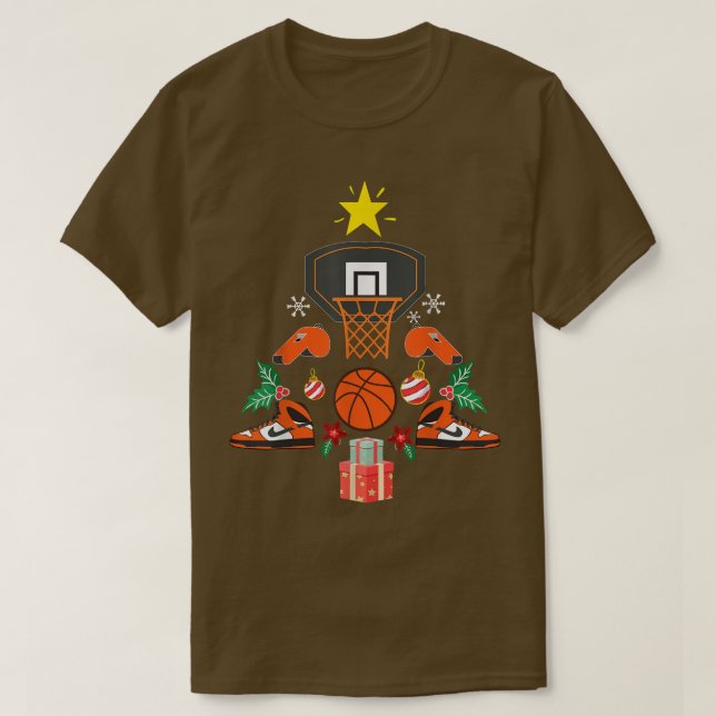 Basketball Christmas Tree Funny Merry Xmas Costume T-Shirt (Design Front)