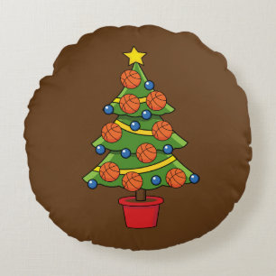 Basketball Christmas Tree Round Pillow