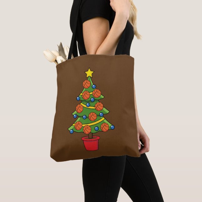 Basketball Christmas Tree Tote Bag (Close Up)