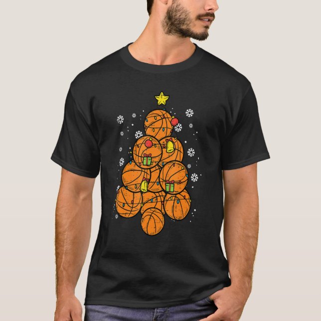 Basketball Christmas Tree Xmas Sports Player Men W T-Shirt (Front)