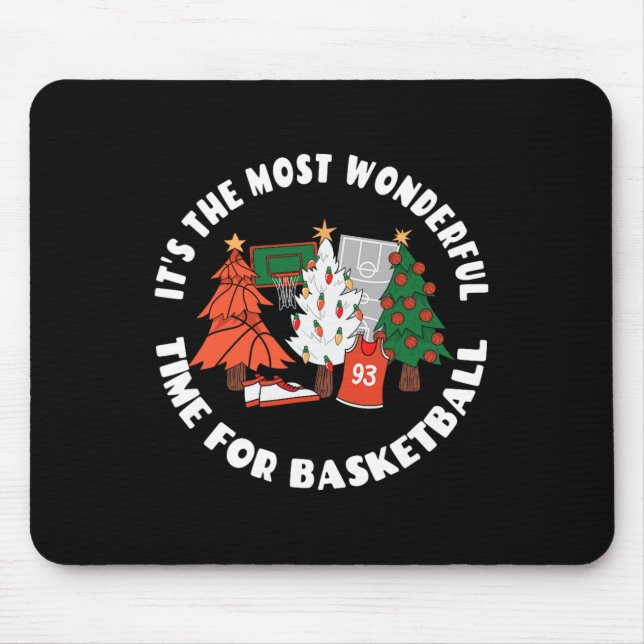 Basketball Christmas Trees Graphic - Basketball Pl Mouse Pad (Front)
