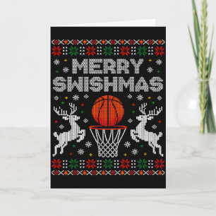 Basketball Christmas Ugly Sweater Merry Swishmas M Card