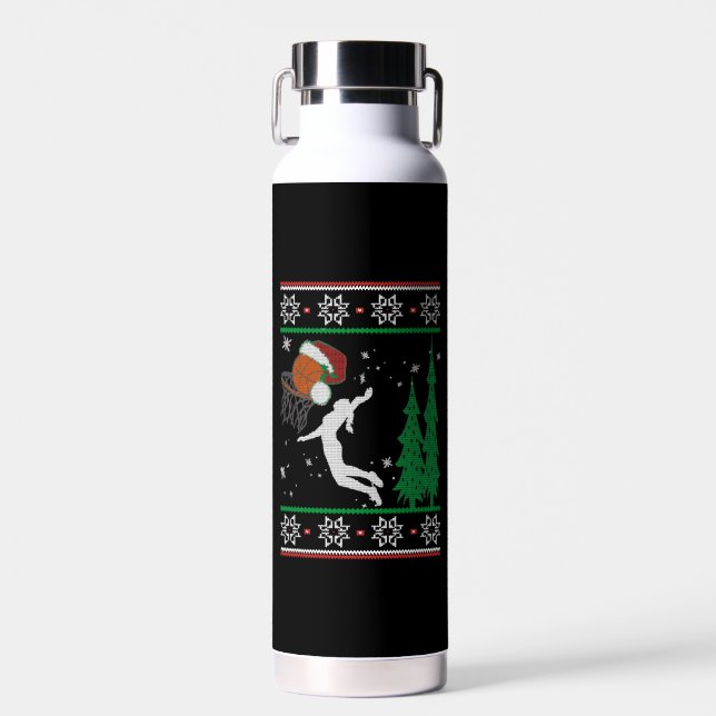Basketball Christmas Water Bottle (Front)