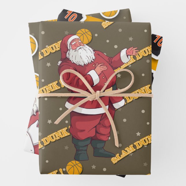 Basketball Christmas with Santa Claus and ball  Wrapping Paper Sheets (In situ)