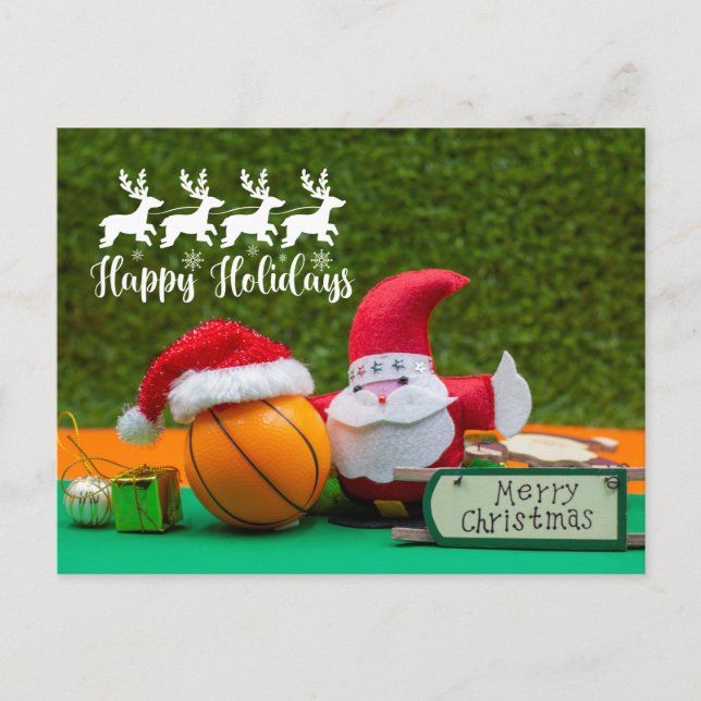 Basketball Christmas with Santa Claus  Card (Front)