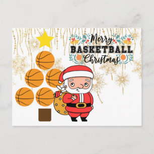 Basketball Christmas with Santa Claus Postcard