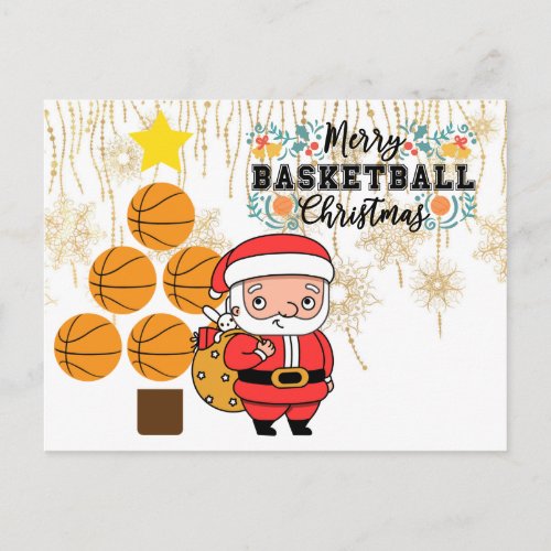 Basketball  Christmas with Santa Claus Postcard