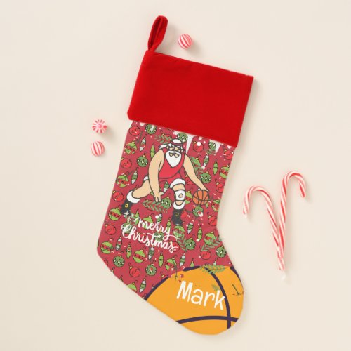 Basketball Christmas with Santa Claus  Stocking