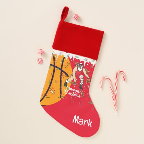 Basketball Christmas with Santa Claus  Stocking