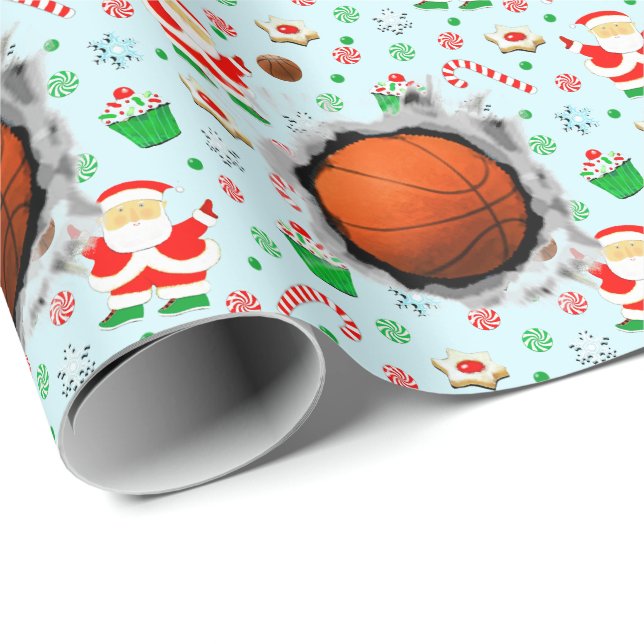 Basketball Christmas Wrapping Paper (Roll Corner)