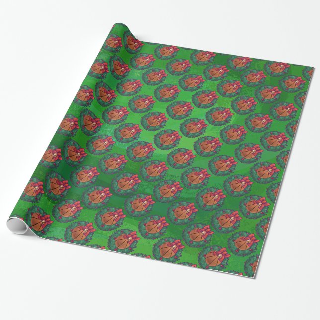 Basketball Christmas Wrapping Paper (Unrolled)