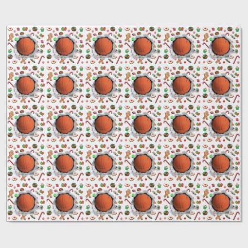 Basketball Christmas Wrapping Paper Zazzle