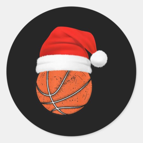 Basketball Christmas Xmas Basketball Player Premiu Classic Round Sticker