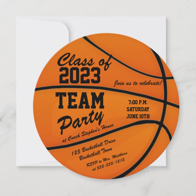 Basketball Class of 2023 Team Party  Invitation (Front)