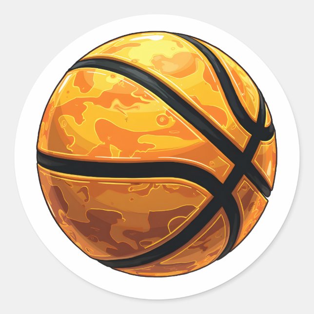 BASKETBALL CLASSIC ROUND STICKER (Front)