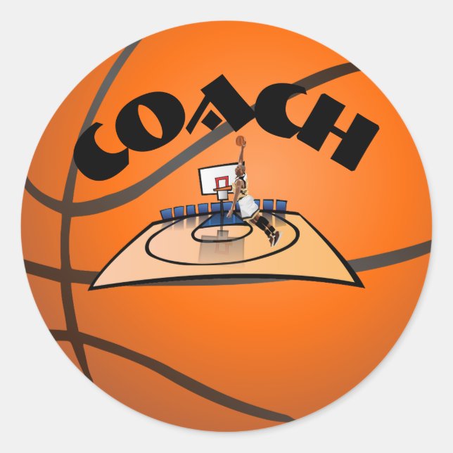 Basketball  classic round sticker (Front)