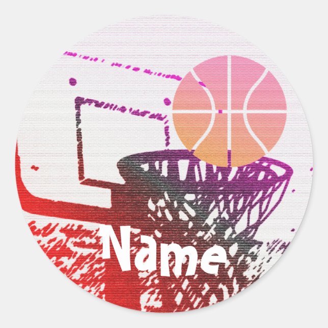 Basketball  classic round sticker (Front)