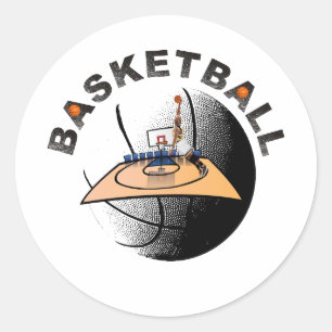 Basketball classic round sticker