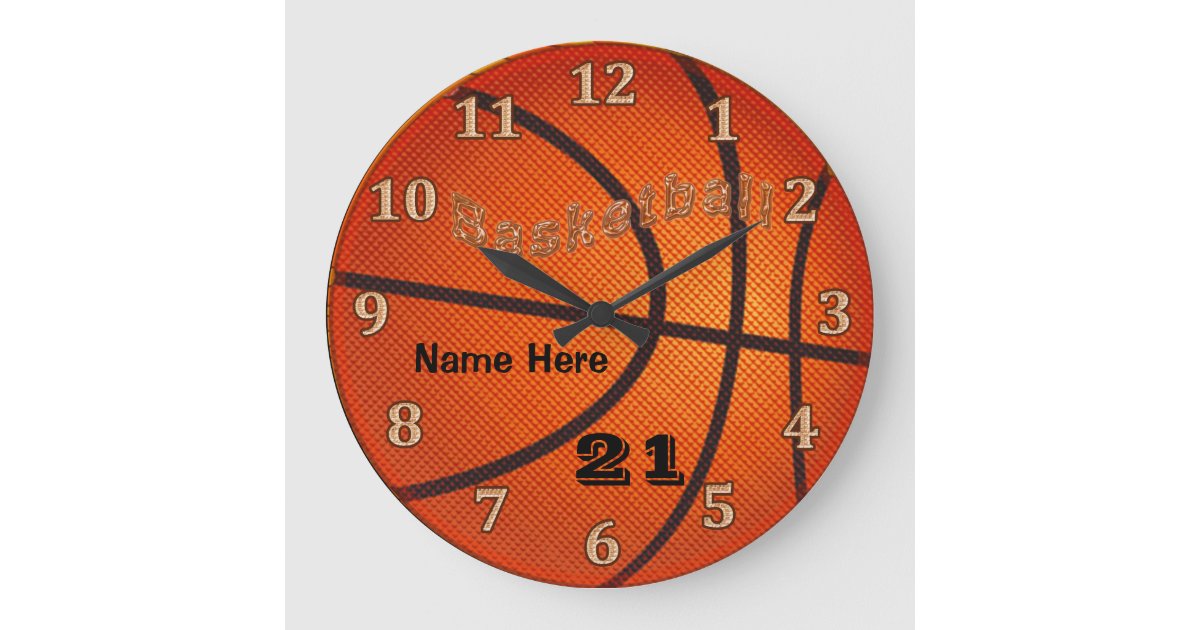 Basketball Clocks with Name and Jersey NUMBER Zazzle