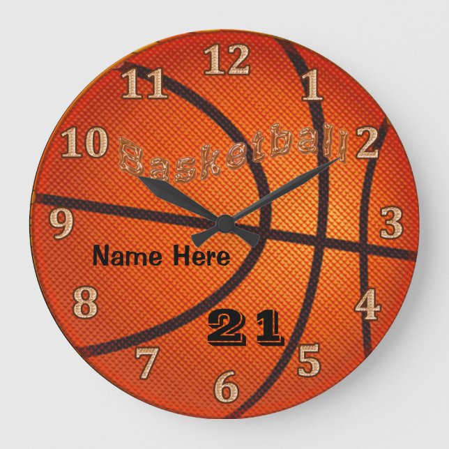 Basketball Clocks with Name and Jersey NUMBER (Front)