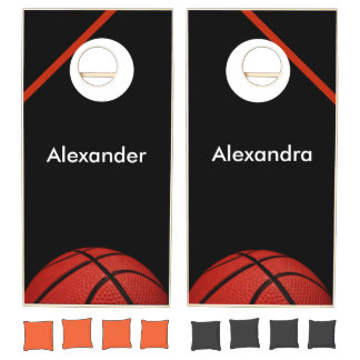 Basketball Close-up cornhole set. Cornhole Set