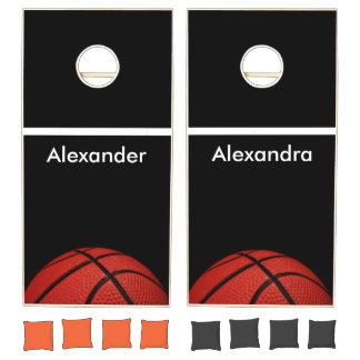 Basketball Close-up cornhole set. Cornhole Set