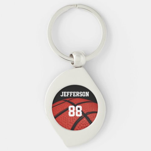 Basketball Close_up custom Name and number Keychain