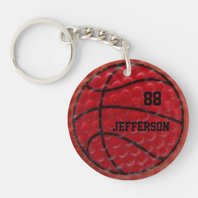 Basketball Close-up custom Name and number Keychain (Front)